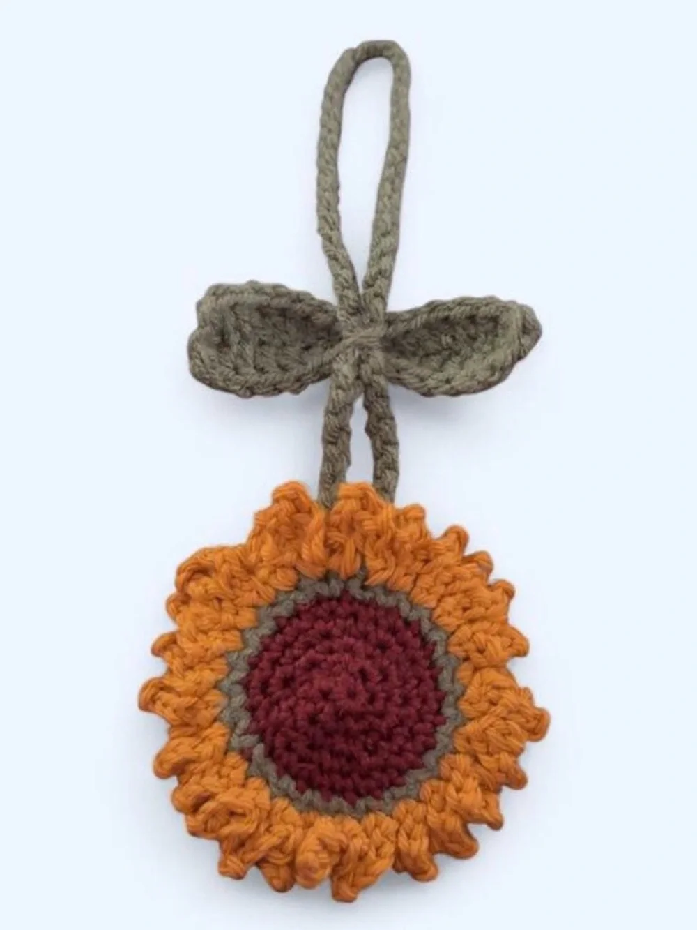 Crochet DARK Yellow Sunflower Keychain Charm!